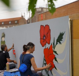 Création d'une fresque murale par le Collectif Renart